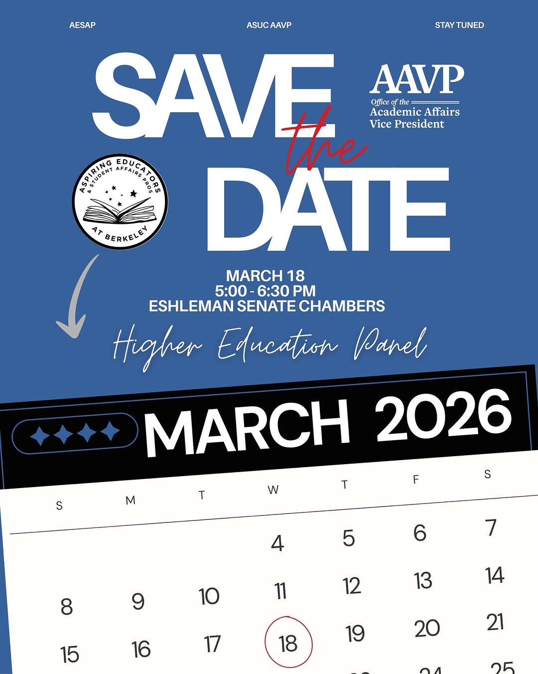 SAVE THE DATE 📆📍… AESAP, in collaboration with the Academic Affairs Vice Presi