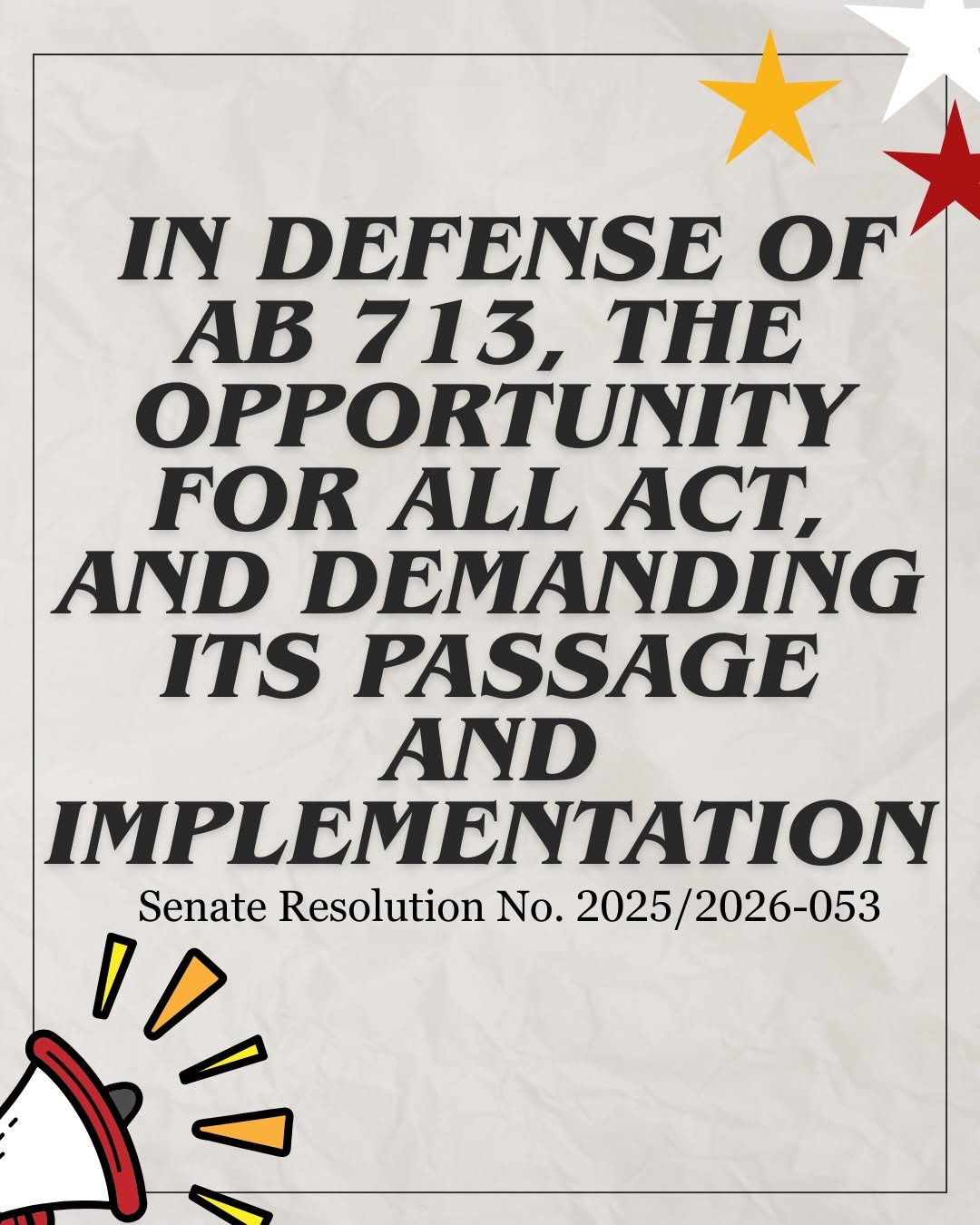 The ASUC senate just unanimously passed senate resolution 053! The office worked