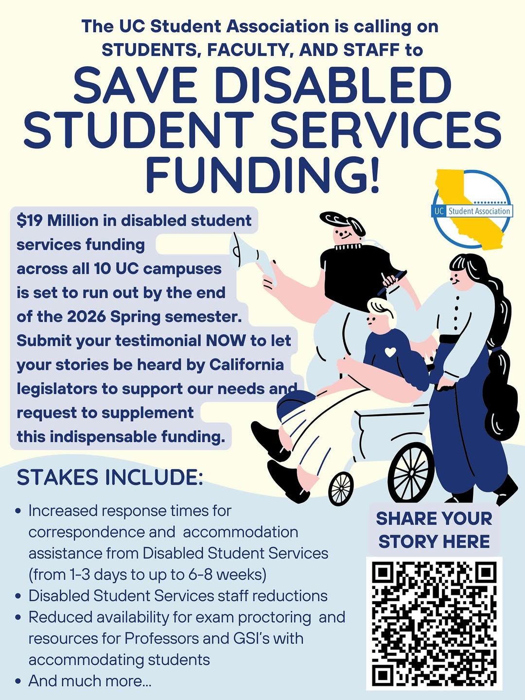 CALLING ALL UC STUDENTS!! Are you aware that disability funding on our campuses 