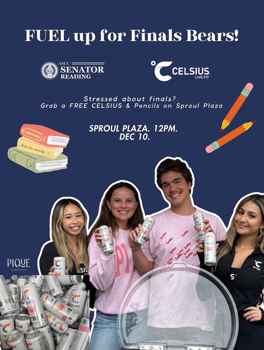 Fuel up, Bears! 🔥 Come grab your FREE Celsius &amp; pencils on Sproul tmrw!! le