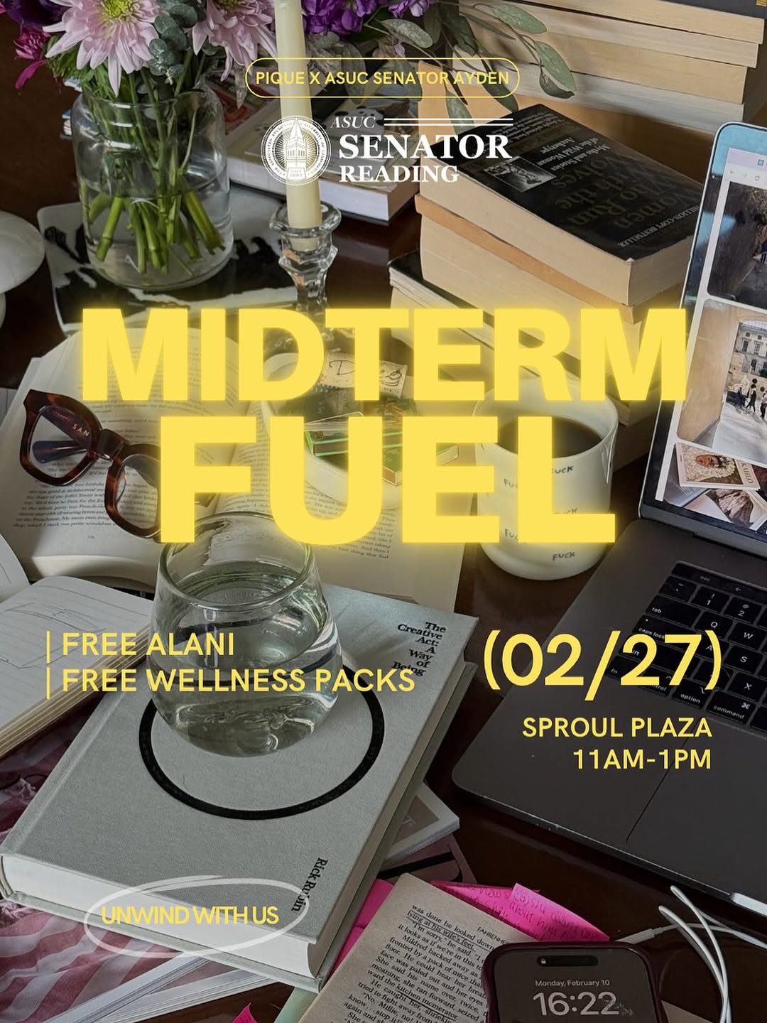 need some midterm fuel?? stop by sproul tomorrow to grab a wellness pack &amp; e