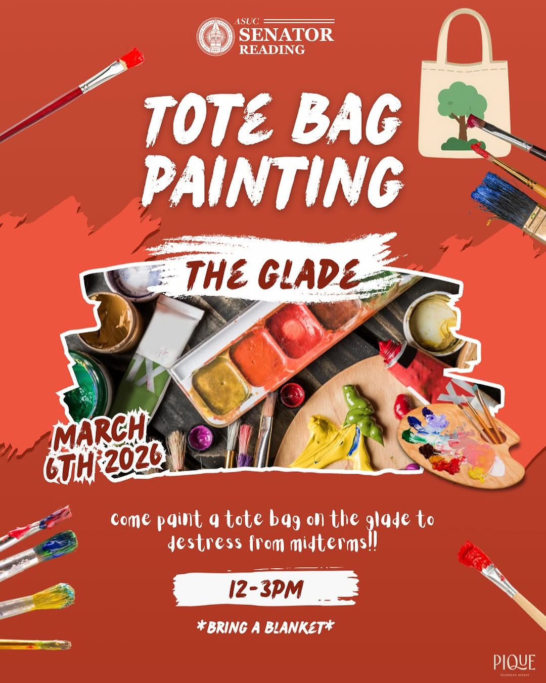 stressed from midterms?? come destress &amp; paint a tote bag on the glade🎨 thi