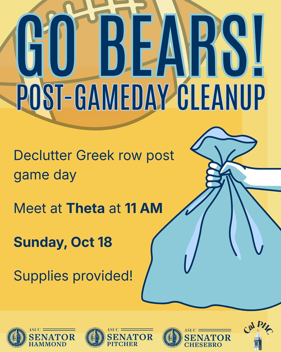 Join us THIS SUNDAY, October 18th from 11AM - 1PM to declutter Greek row post Ca