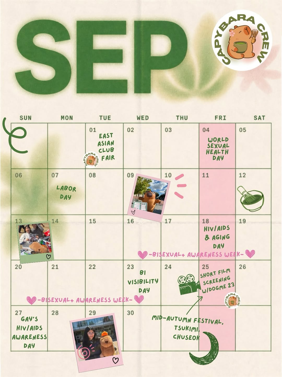Capybara’s September calendar is here! 🗓️✨

Check out our calendar for OSD’s ev