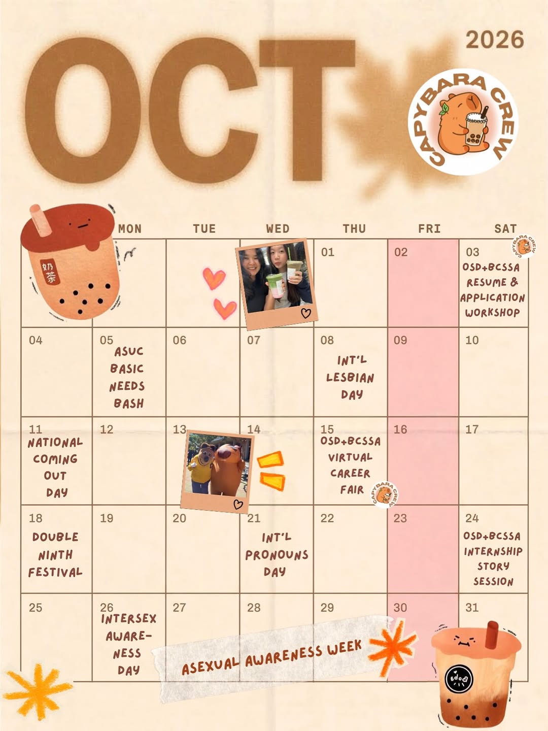 October is here, and so is Capybara’s Calendar!🗓️🙌

Check out the calendar for