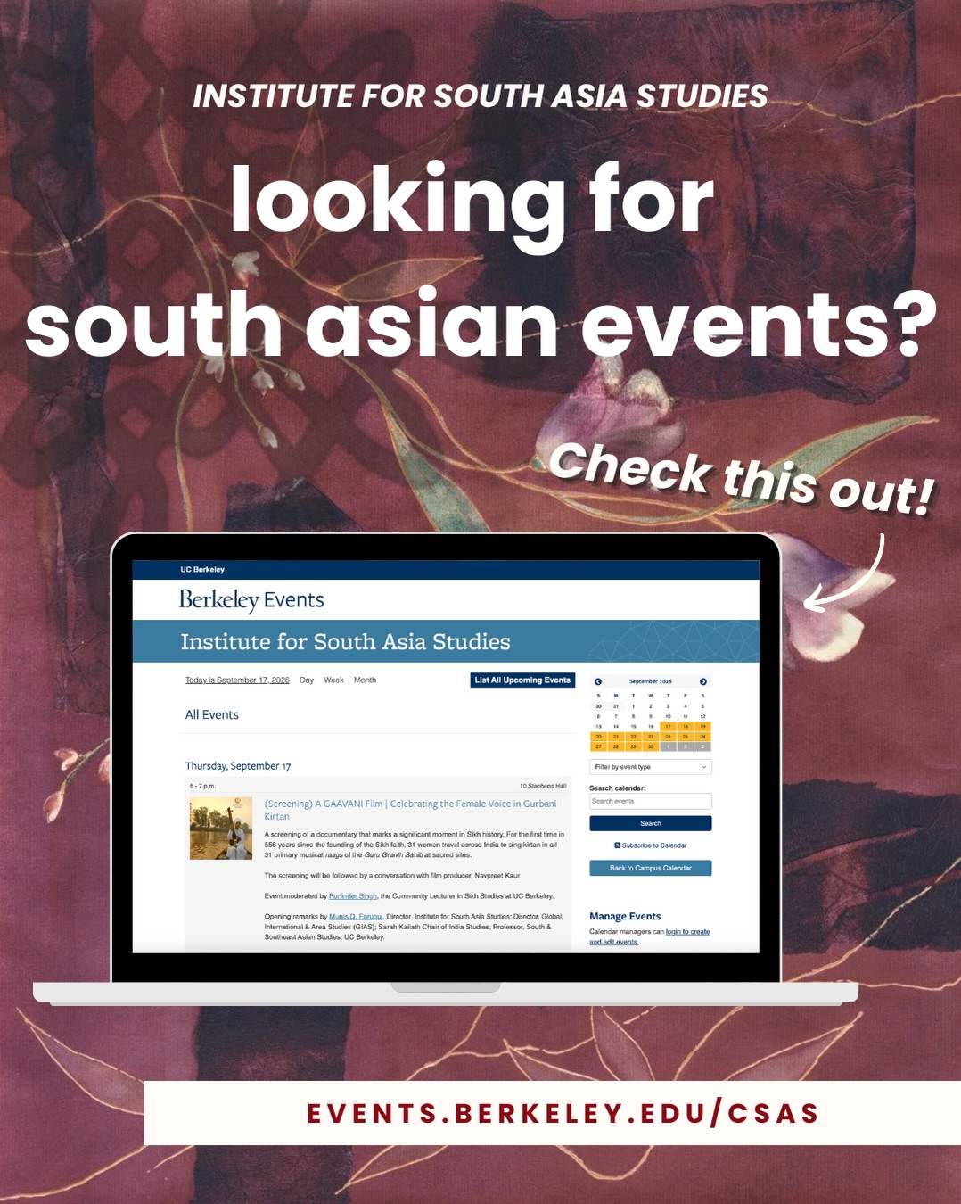 Looking for more South Asian events on campus? 👀✨

The Institute for South Asia