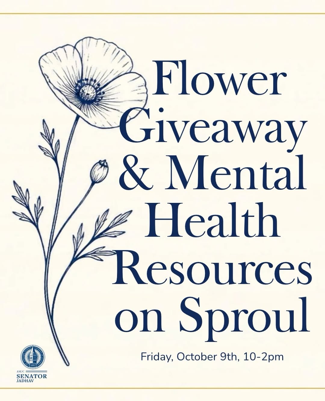Come find us on Sproul this Friday from 10-2 for a free flower & mental health r