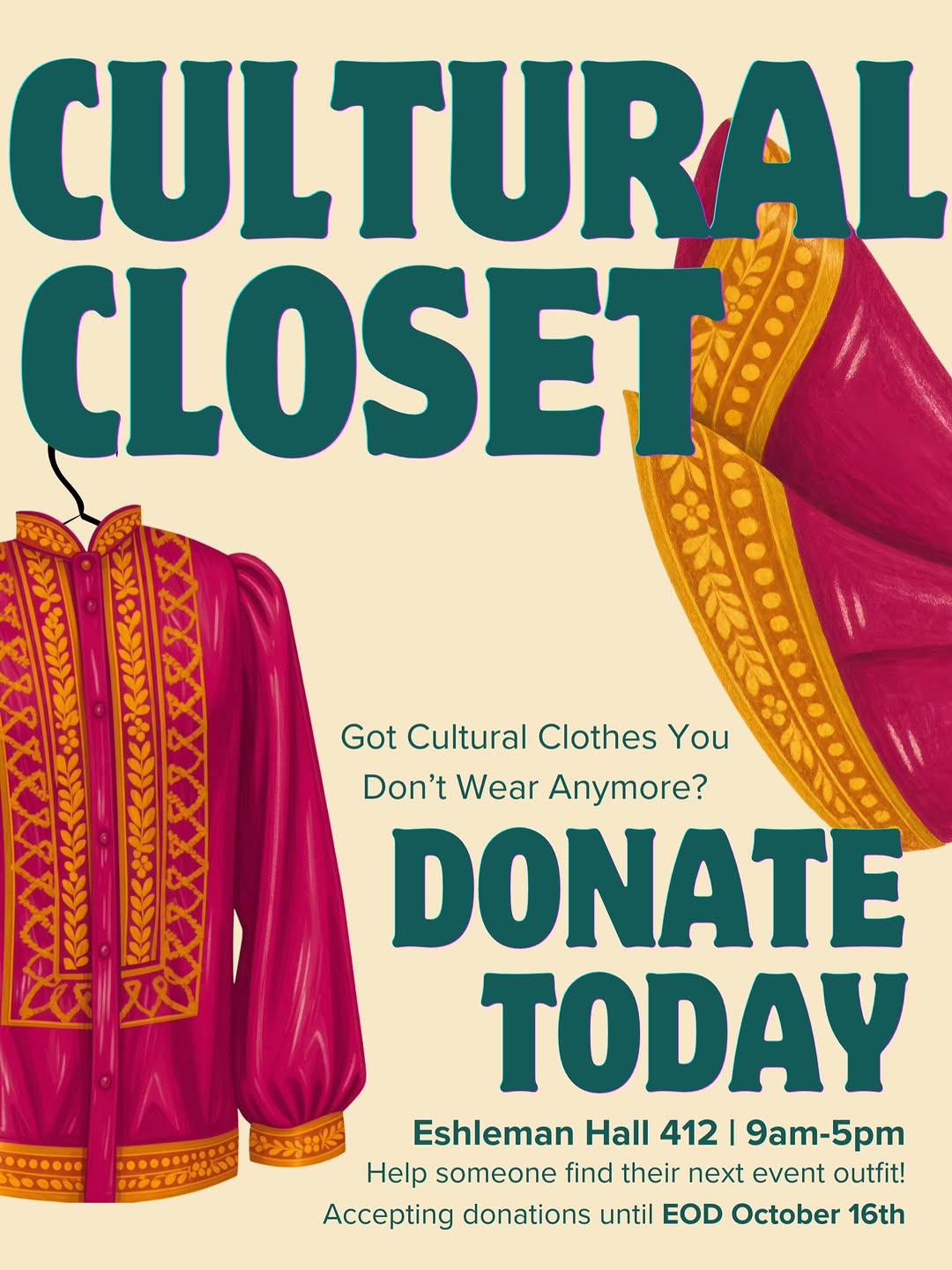 SEEKING DONATIONS!! Have extra cultural clothes lying around? Please donate in E