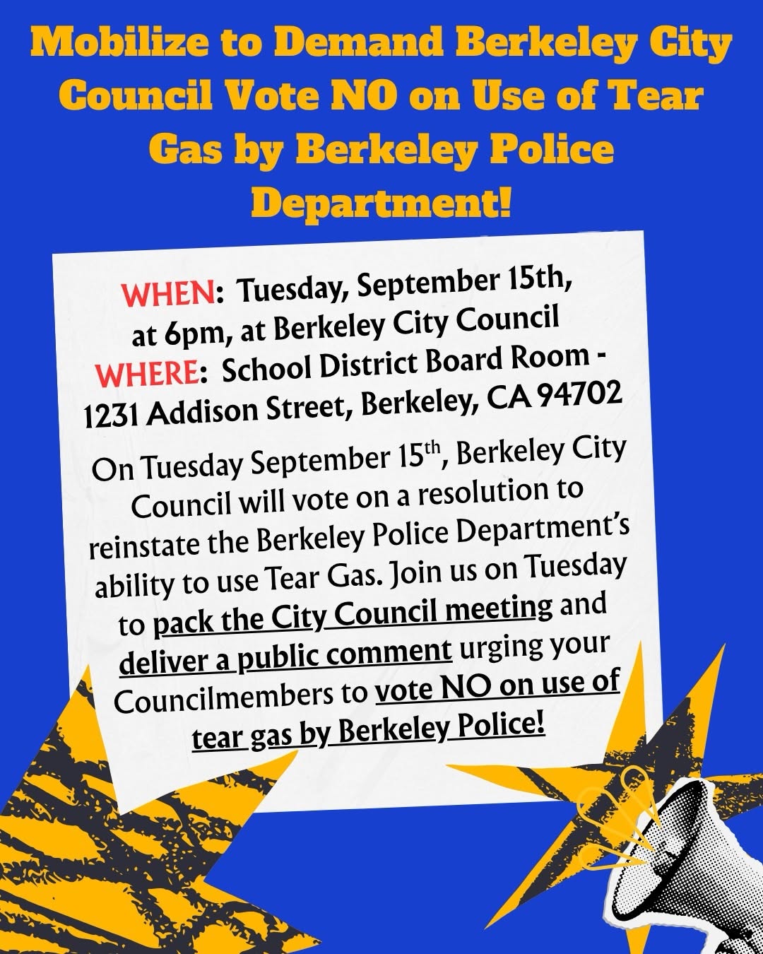 On Tuesday September 15th, Berkeley City Council will vote on a resolution to re