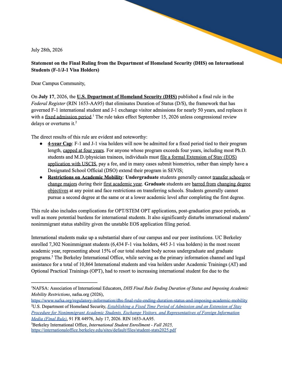 The Department of Homeland Security (DHS) published a final rule on July 17, 202