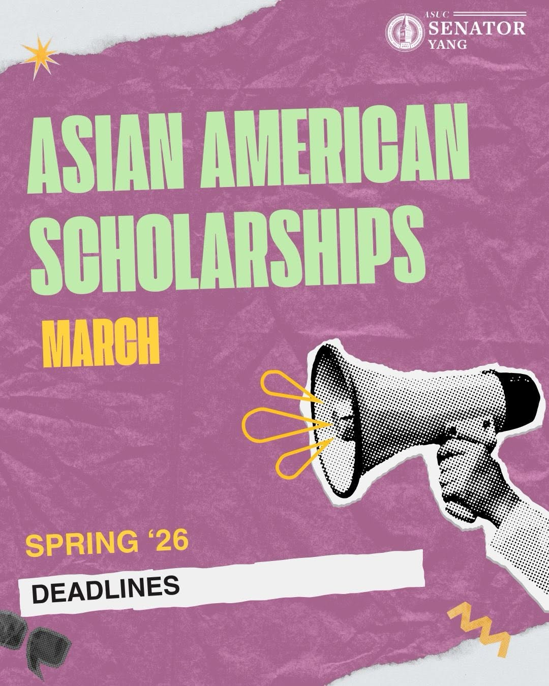 Here is a list of March scholarships related to Asian American students!!