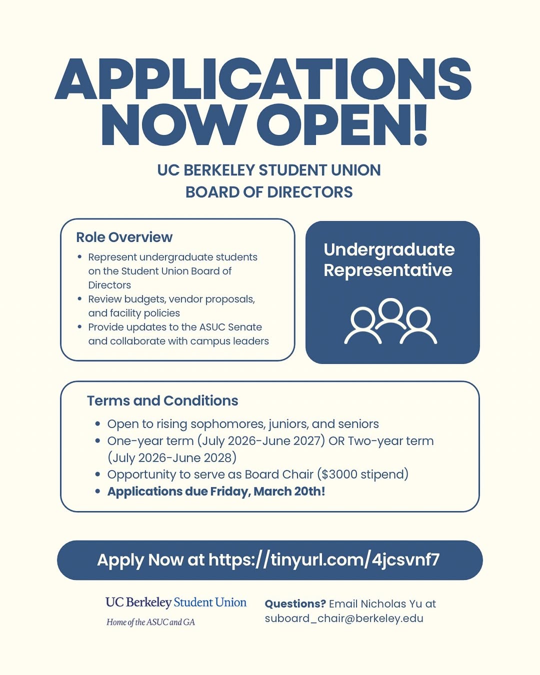 * UPDATE: Only a two-year term will be available * Apply to be an Undergraduate 