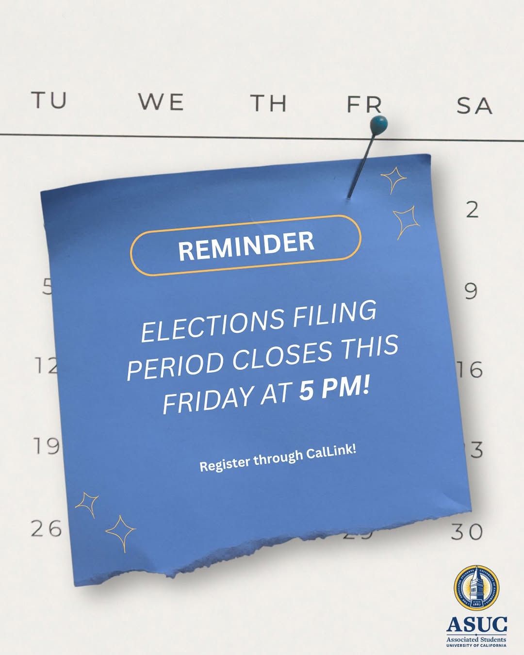 Filing for the 2026 Elections Cycle closes TODAY at 5 PM! ⏰ 

Register through C
