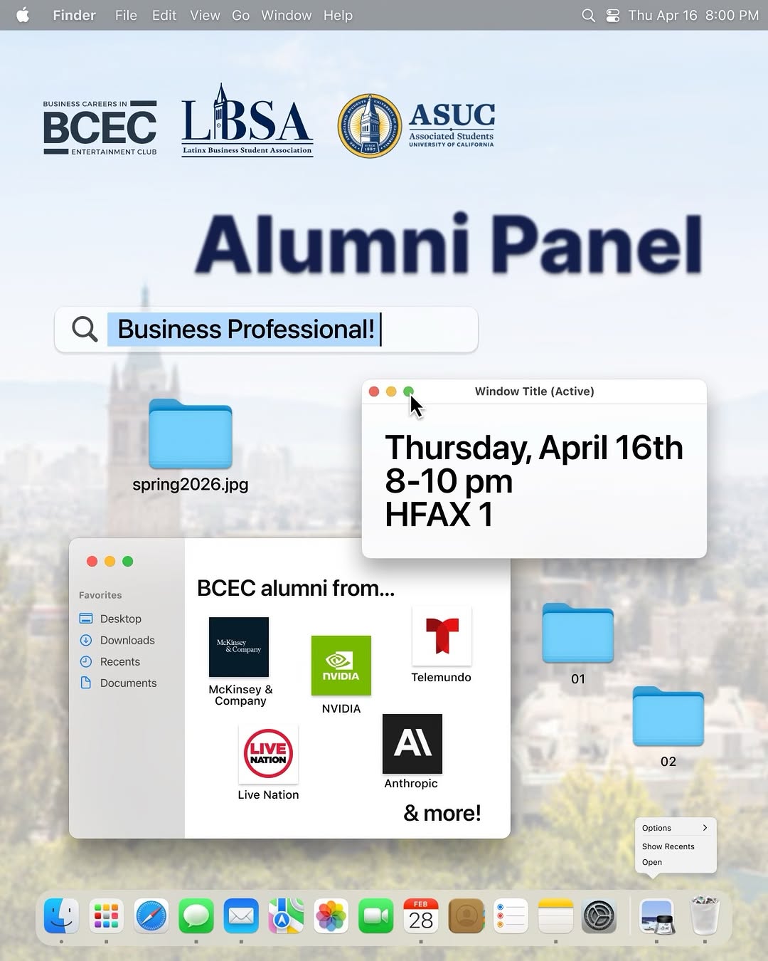 🖥️ New window opened: Alumni Panel

Search results: Business professionals, rea