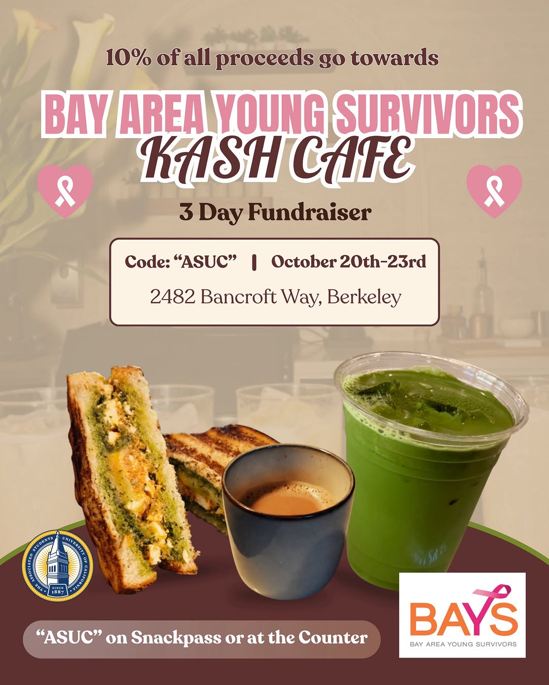 ⭐️💗Snackpass Notes: add ASUC 💗⭐️

Support a meaningful cause, one drink at a t