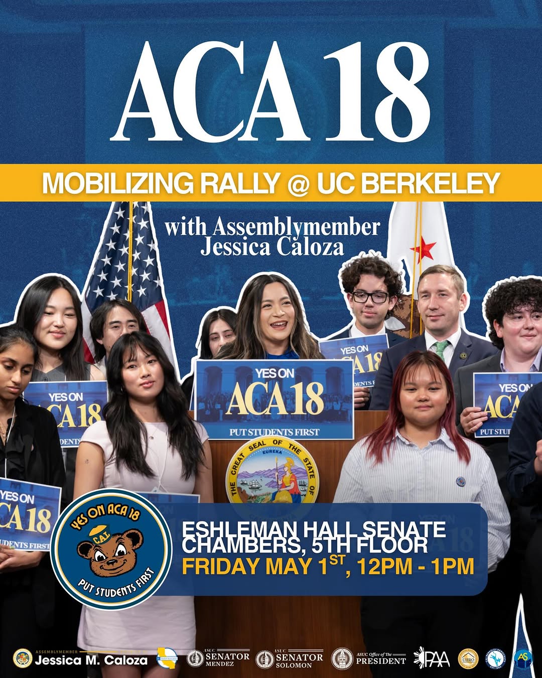 📣🐻 CALLING ALL CAL STUDENTS!!!

🗓️ Friday, May 1st
🕑 12-1PM
📍Senate Chamber