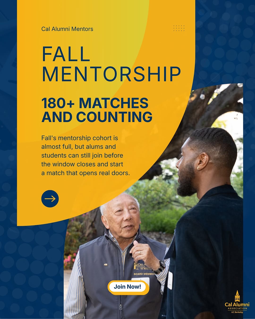 Last chance to join Cal Alumni Mentors this fall

🎓 The momentum
Since August, 